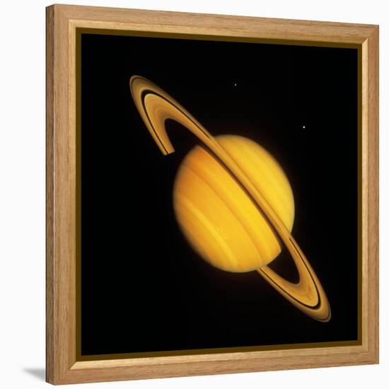 Saturn with Two Moon-null-Framed Premier Image Canvas