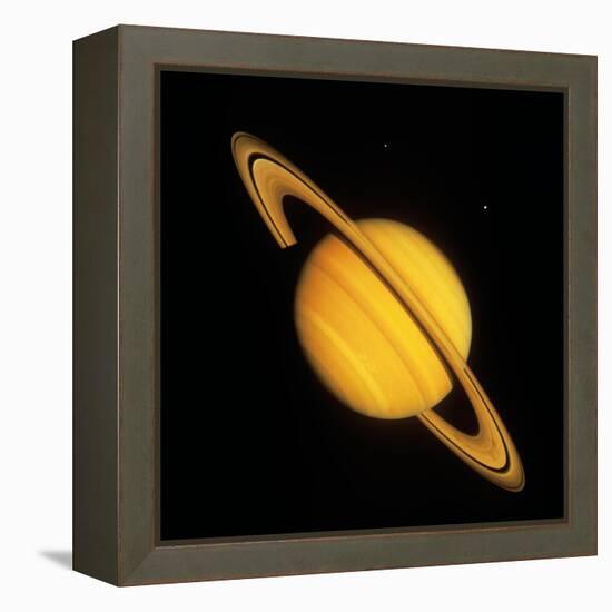 Saturn with Two Moon-null-Framed Premier Image Canvas