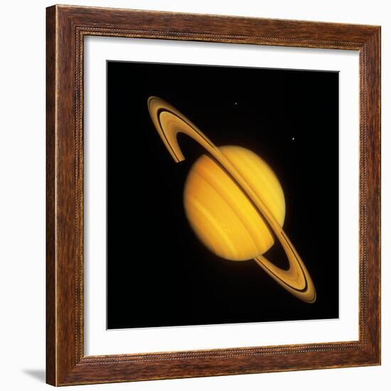 Saturn with Two Moon-null-Framed Premium Photographic Print