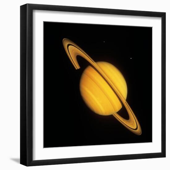 Saturn with Two Moon-null-Framed Premium Photographic Print