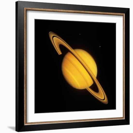 Saturn with Two Moon-null-Framed Premium Photographic Print