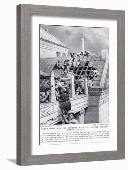 Saturninus and His Adherents Pelted in the Senate House 100 BC-Norman Prescott Davies-Framed Giclee Print