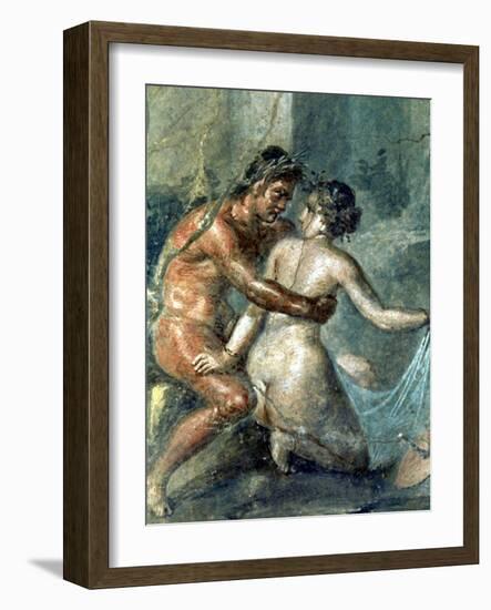 Satyr and Maenad, Detail from a Wall Painting in Pompeii, 1st Century BC-null-Framed Giclee Print