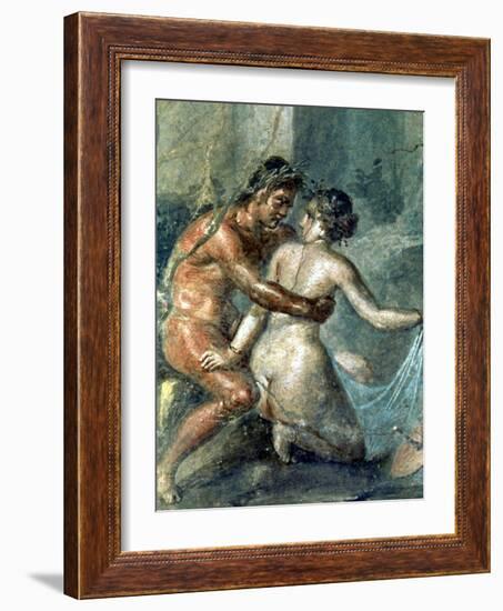 Satyr and Maenad, Detail from a Wall Painting in Pompeii, 1st Century BC-null-Framed Giclee Print