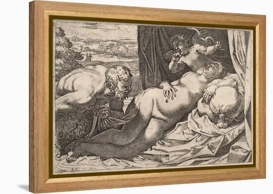 Satyr and Nymph-Agostino Carracci-Framed Premier Image Canvas