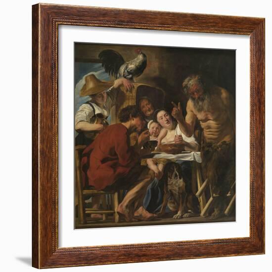 Satyr and Peasant Family-Jacob Jordaens-Framed Giclee Print