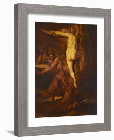 Satyr Slaying Snake, 19th Century-Peter Paul Rubens-Framed Giclee Print