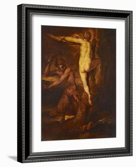 Satyr Slaying Snake, 19th Century-Peter Paul Rubens-Framed Giclee Print