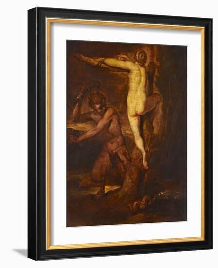 Satyr Slaying Snake, 19th Century-Peter Paul Rubens-Framed Giclee Print