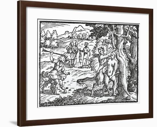 Satyr Trying to Rape Silvia, Act Iii from Aminta by Torquato Tasso, Aldina Edition, 1573-null-Framed Giclee Print