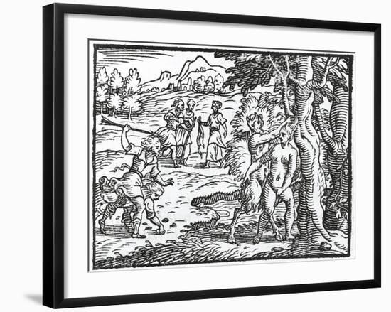 Satyr Trying to Rape Silvia, Act Iii from Aminta by Torquato Tasso, Aldina Edition, 1573-null-Framed Giclee Print