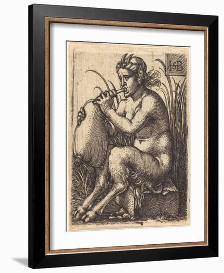 Satyr Woman Playing Bagpipe, c.1525-50-Hans Sebald Beham-Framed Giclee Print