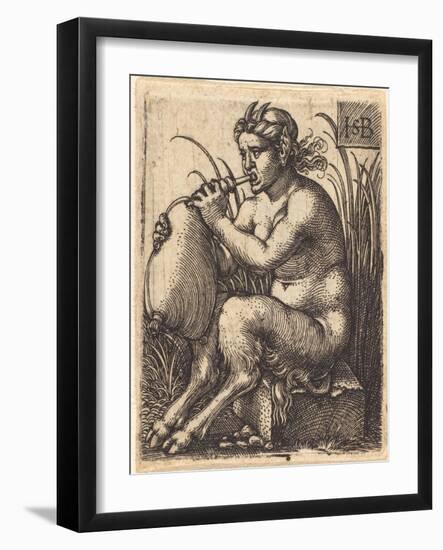 Satyr Woman Playing Bagpipe, c.1525-50-Hans Sebald Beham-Framed Giclee Print