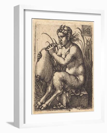 Satyr Woman Playing Bagpipe, c.1525-50-Hans Sebald Beham-Framed Giclee Print