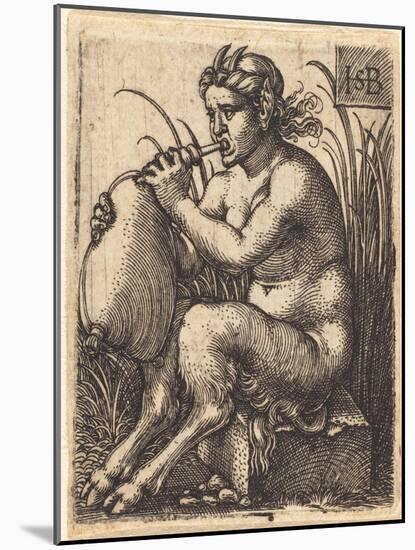 Satyr Woman Playing Bagpipe, c.1525-50-Hans Sebald Beham-Mounted Giclee Print