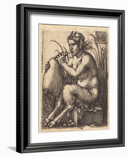 Satyr Woman Playing Bagpipe, c.1525-50-Hans Sebald Beham-Framed Giclee Print