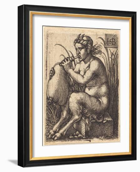 Satyr Woman Playing Bagpipe, c.1525-50-Hans Sebald Beham-Framed Giclee Print