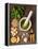 Sauce Pesto and its Ingredients on Rough Wood-Andrii Gorulko-Framed Premier Image Canvas