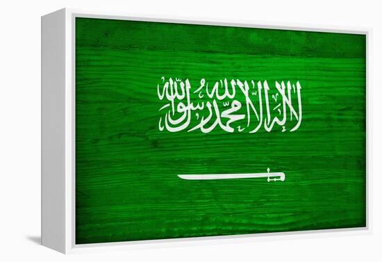 Saudi Arabia Flag Design with Wood Patterning - Flags of the World Series-Philippe Hugonnard-Framed Stretched Canvas