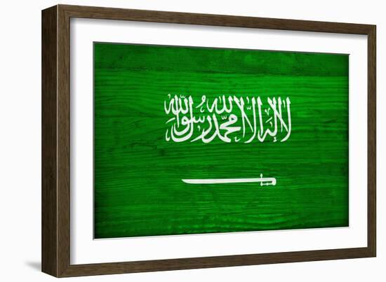 Saudi Arabia Flag Design with Wood Patterning - Flags of the World Series-Philippe Hugonnard-Framed Art Print