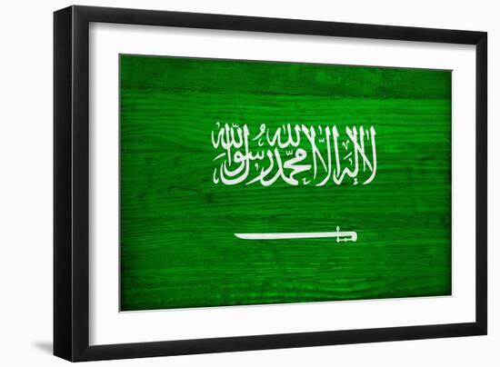 Saudi Arabia Flag Design with Wood Patterning - Flags of the World Series-Philippe Hugonnard-Framed Art Print