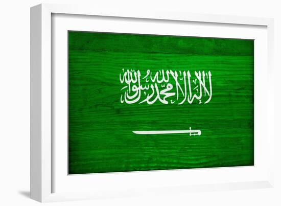 Saudi Arabia Flag Design with Wood Patterning - Flags of the World Series-Philippe Hugonnard-Framed Art Print