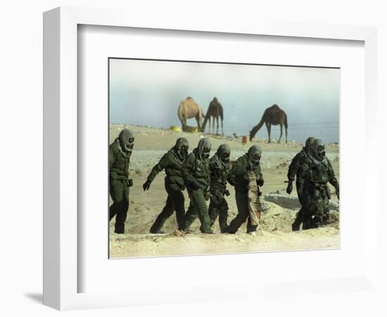 Saudu Arabia Army U.S. Marines Chemical Suits and Masks Warfare-Diether Endlicher-Framed Photographic Print