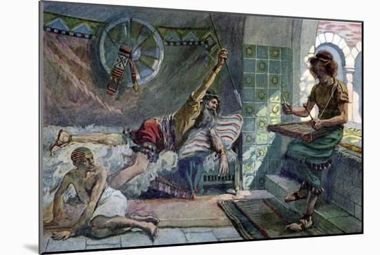 Saul endeavours to pierce David - Bible-James Jacques Joseph Tissot-Mounted Giclee Print