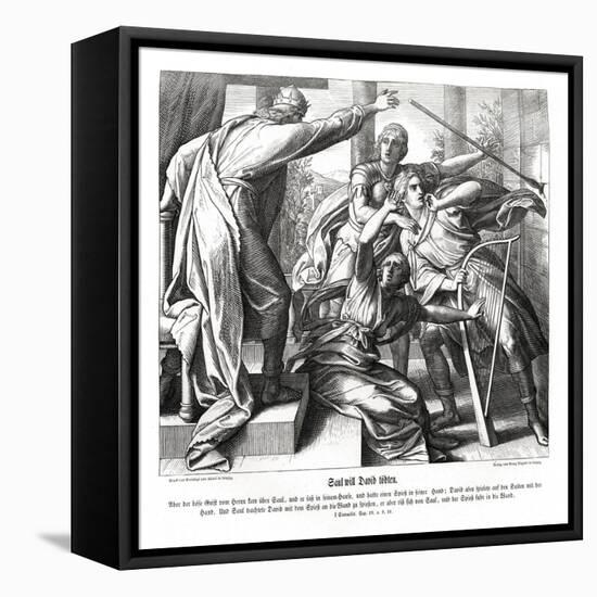 Saul tries to kill David, 1 Samuel-Julius Schnorr von Carolsfeld-Framed Premier Image Canvas