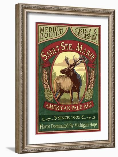 Sault Ste. Marie, Michigan - Elk Pale Ale-Lantern Press-Framed Art Print