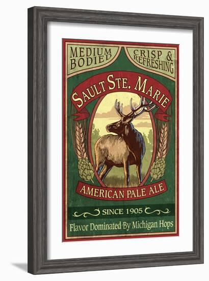 Sault Ste. Marie, Michigan - Elk Pale Ale-Lantern Press-Framed Art Print