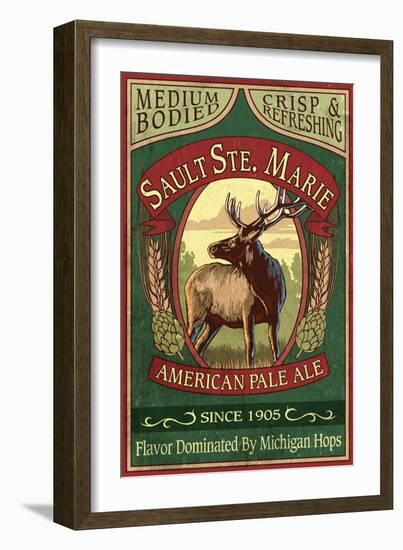 Sault Ste. Marie, Michigan - Elk Pale Ale-Lantern Press-Framed Art Print