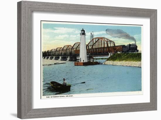 Sault Ste. Marie, Michigan - International Bridge Scene-Lantern Press-Framed Art Print