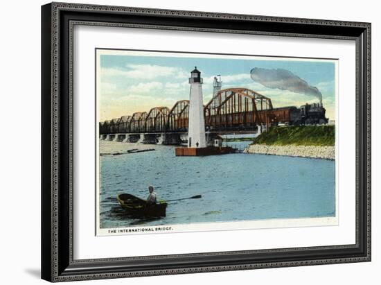 Sault Ste. Marie, Michigan - International Bridge Scene-Lantern Press-Framed Art Print