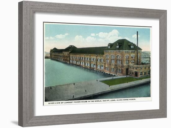 Sault Ste. Marie, Michigan - Power House Exterior, Longest in World-Lantern Press-Framed Art Print