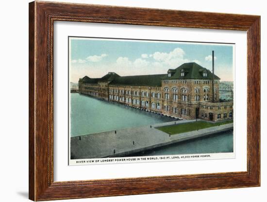 Sault Ste. Marie, Michigan - Power House Exterior, Longest in World-Lantern Press-Framed Art Print