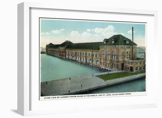 Sault Ste. Marie, Michigan - Power House Exterior, Longest in World-Lantern Press-Framed Art Print