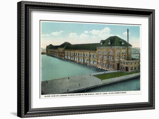 Sault Ste. Marie, Michigan - Power House Exterior, Longest in World-Lantern Press-Framed Art Print