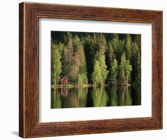 Sauna House at Edge of Forested Lake-Layne Kennedy-Framed Photographic Print