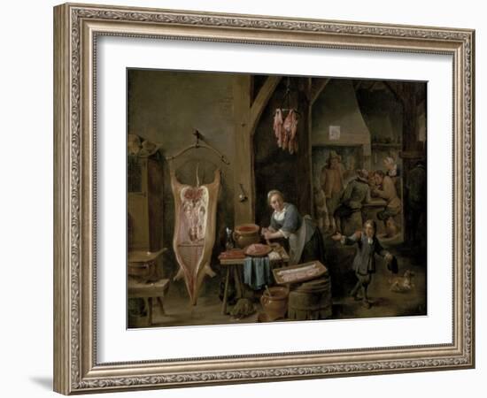 Sausage-Making, 1651-David Teniers the Younger-Framed Giclee Print