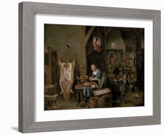 Sausage-Making, 1651-David Teniers the Younger-Framed Giclee Print