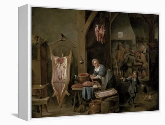 Sausage-Making, 1651-David Teniers the Younger-Framed Premier Image Canvas
