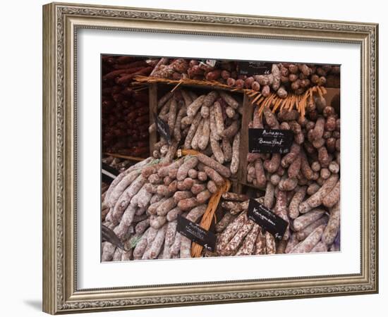 Sausages and Saucisson on Sale at Market in Tours, Indre-Et-Loire, Centre, France, Europe-Julian Elliott-Framed Photographic Print