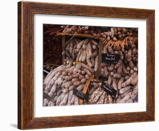 Sausages and Saucisson on Sale at Market in Tours, Indre-Et-Loire, Centre, France, Europe-Julian Elliott-Framed Photographic Print