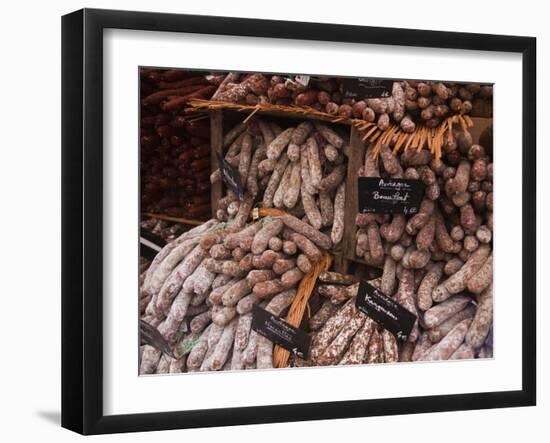 Sausages and Saucisson on Sale at Market in Tours, Indre-Et-Loire, Centre, France, Europe-Julian Elliott-Framed Photographic Print