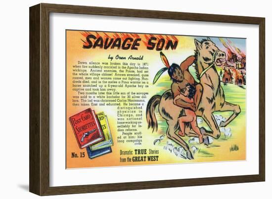 Savage Son Storiette, Native American on Horseback-Lantern Press-Framed Art Print