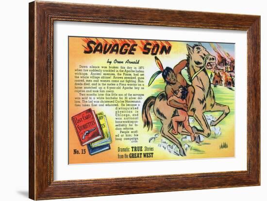 Savage Son Storiette, Native American on Horseback-Lantern Press-Framed Art Print