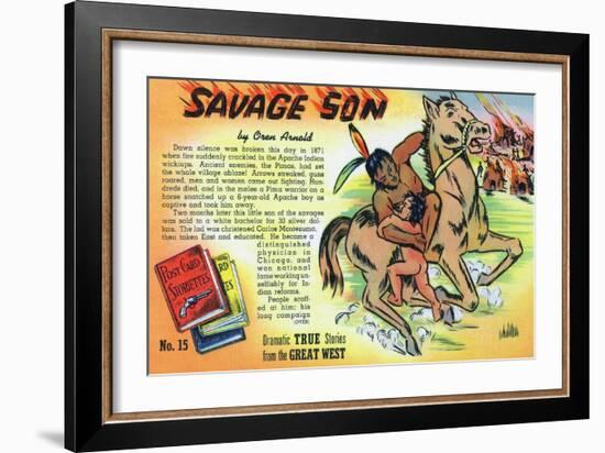 Savage Son Storiette, Native American on Horseback-Lantern Press-Framed Art Print