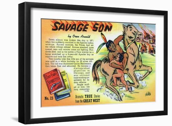 Savage Son Storiette, Native American on Horseback-Lantern Press-Framed Art Print