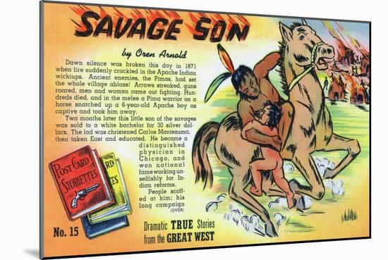 Savage Son Storiette, Native American on Horseback-Lantern Press-Mounted Art Print